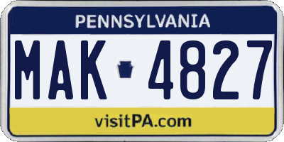 PA license plate MAK4827