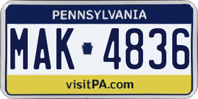 PA license plate MAK4836