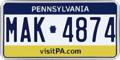 PA license plate MAK4874