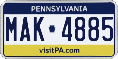 PA license plate MAK4885