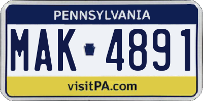 PA license plate MAK4891