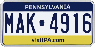 PA license plate MAK4916