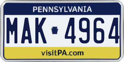 PA license plate MAK4964