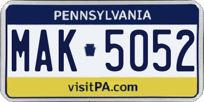 PA license plate MAK5052