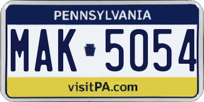 PA license plate MAK5054