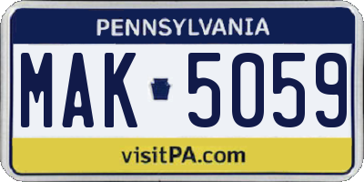PA license plate MAK5059