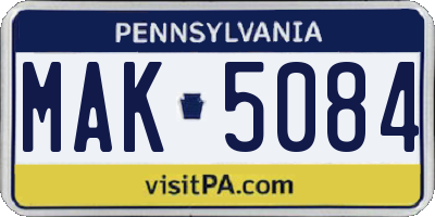 PA license plate MAK5084