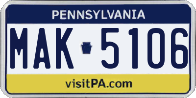 PA license plate MAK5106
