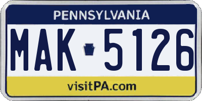 PA license plate MAK5126