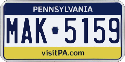 PA license plate MAK5159