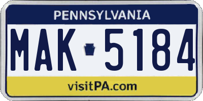 PA license plate MAK5184