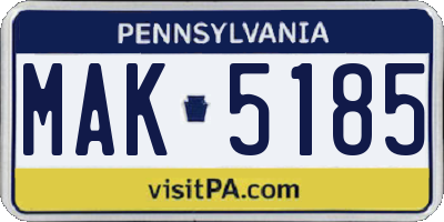 PA license plate MAK5185
