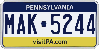 PA license plate MAK5244