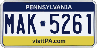 PA license plate MAK5261