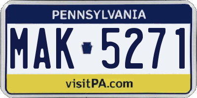 PA license plate MAK5271
