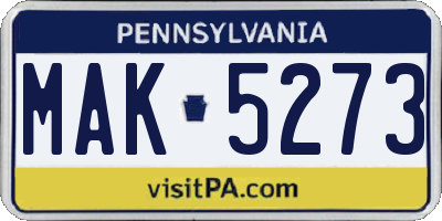 PA license plate MAK5273