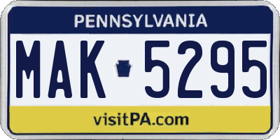 PA license plate MAK5295