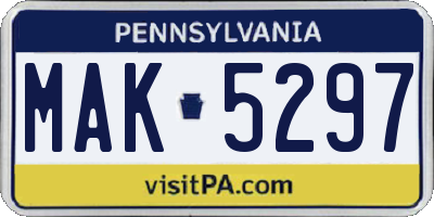 PA license plate MAK5297