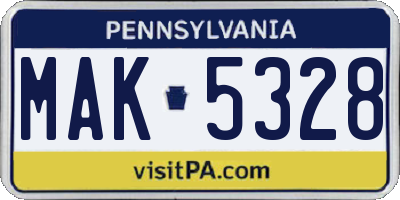 PA license plate MAK5328