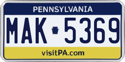 PA license plate MAK5369
