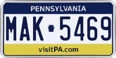 PA license plate MAK5469