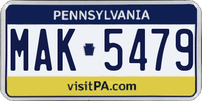 PA license plate MAK5479