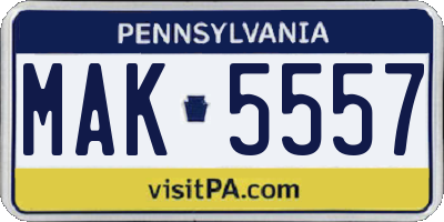 PA license plate MAK5557