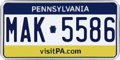 PA license plate MAK5586