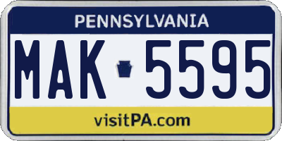 PA license plate MAK5595