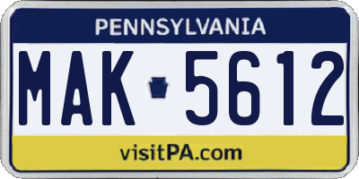PA license plate MAK5612