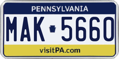 PA license plate MAK5660