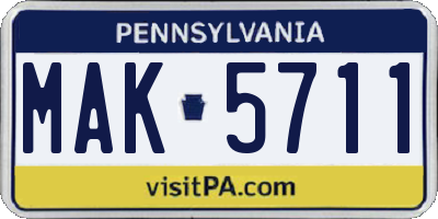 PA license plate MAK5711
