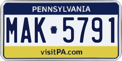 PA license plate MAK5791