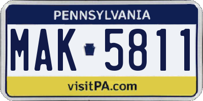 PA license plate MAK5811