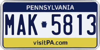 PA license plate MAK5813