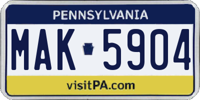 PA license plate MAK5904