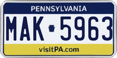 PA license plate MAK5963