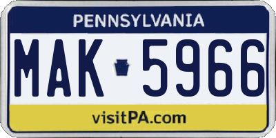 PA license plate MAK5966