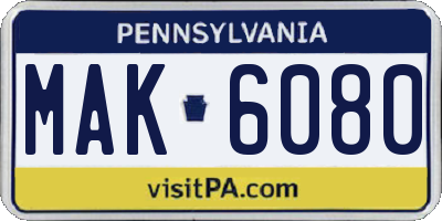 PA license plate MAK6080
