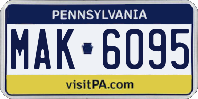 PA license plate MAK6095