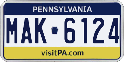 PA license plate MAK6124