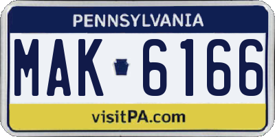 PA license plate MAK6166