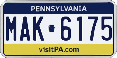 PA license plate MAK6175