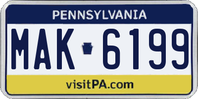 PA license plate MAK6199