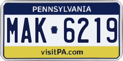 PA license plate MAK6219