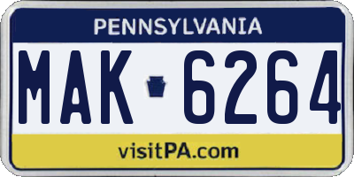 PA license plate MAK6264