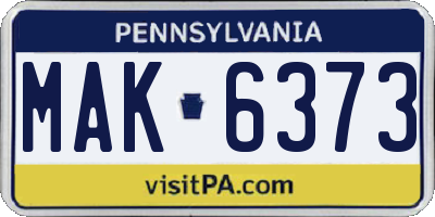 PA license plate MAK6373