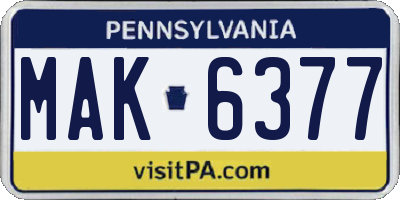 PA license plate MAK6377
