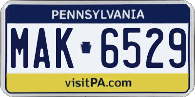PA license plate MAK6529
