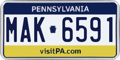 PA license plate MAK6591